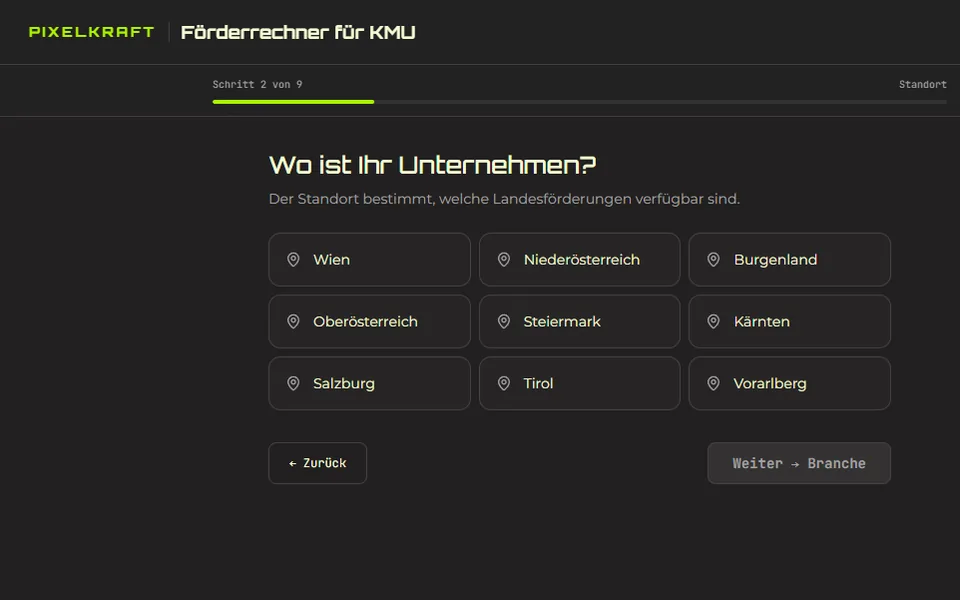Förderrechner: Bundesland wählen